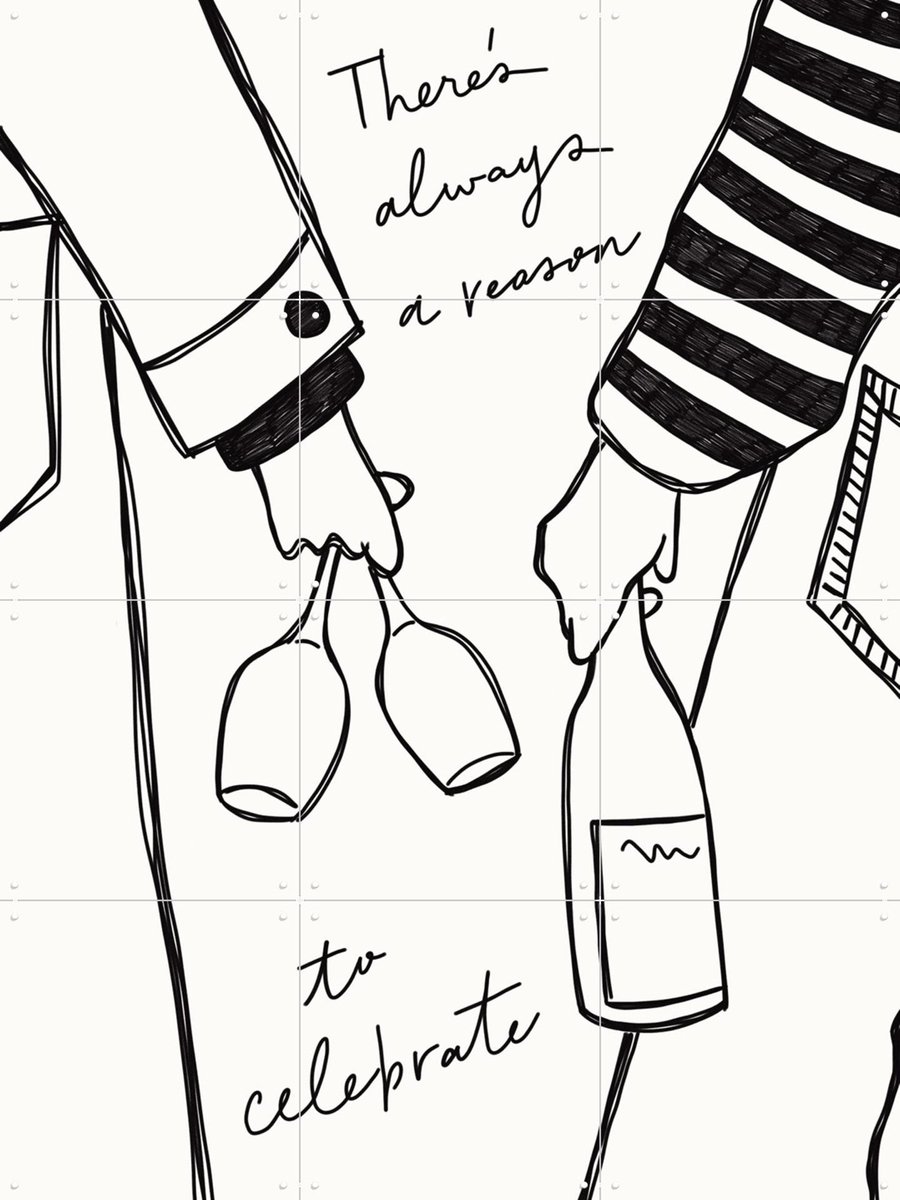 IXXI Woman holding wine bottle and wine glass, Rio Soley & Various - 60 x 80 cm - Gratis ophangtool - Grote wanddecoratie en posters - Illustraties