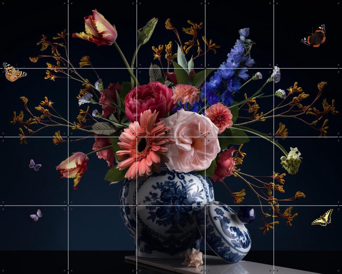 IXXI Royal Beauty, Sander van Laar - 100 x 80 cm - Gratis ophangtool - Grote wanddecoratie en posters - Fotografie, Klassiek, Bloemen, Botanisch