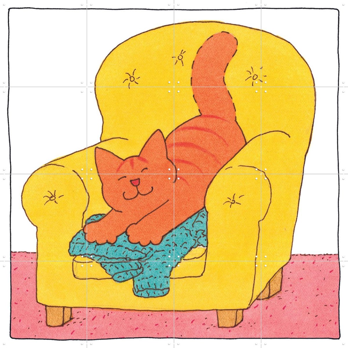 IXXI Dikkie Dik Rekt Uit, Dikkie Dik - 80 x 80 cm - Gratis ophangtool - Grote wanddecoratie en posters Kinderkamer, Babykamer