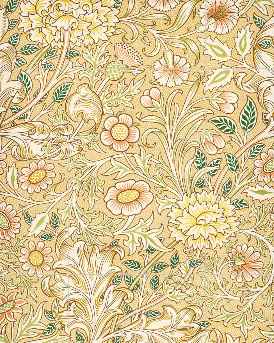 IXXI Double Bough yellow, William Morris & Victoria and Albert Museum - 80 x 100 cm - Gratis ophangtool - Grote wanddecoratie en posters - Art