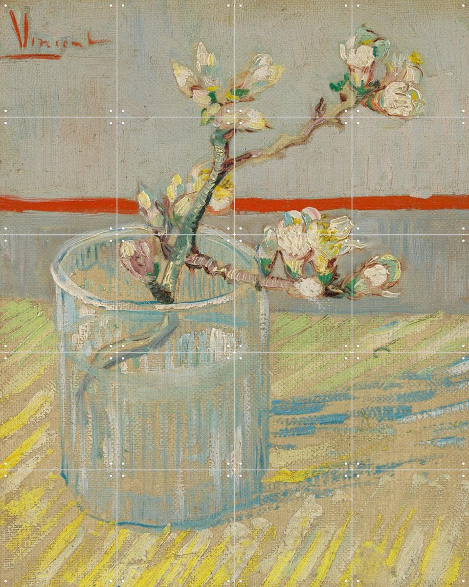 IXXI Bloeiend amandeltakje in een glas (1888), Vincent van Gogh (1853 - 1890) & Van Gogh Museum - 80 x 100 cm - Gratis ophangtool - Grote
