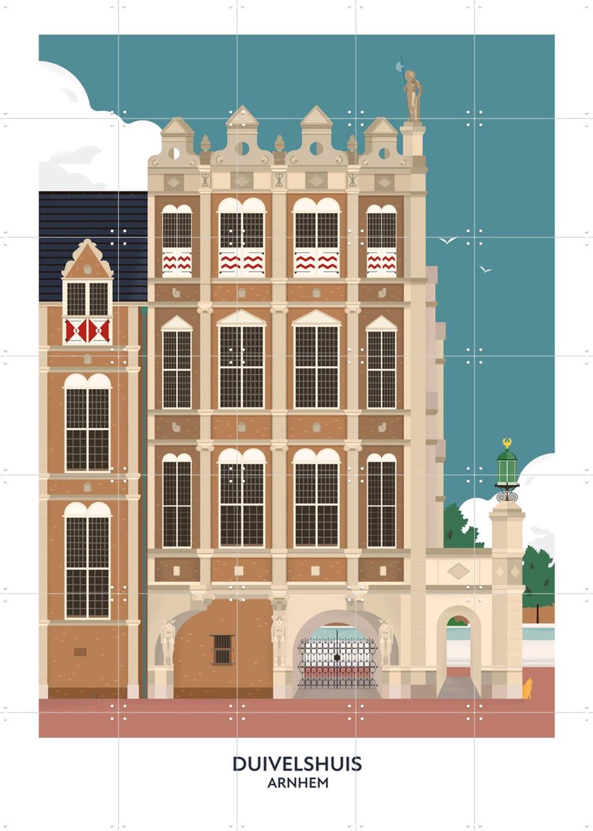 IXXI Duivelshuis, Studio Kars + Boom & Design Podium Nijmegen - 100 x 140 cm - Gratis ophangtool - Grote wanddecoratie en posters - Illustraties