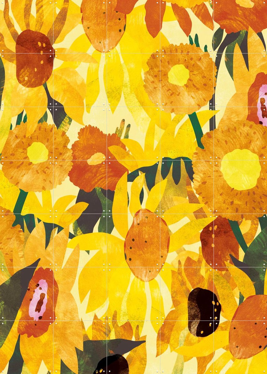 IXXI Sunflowers Pattern, Lotte Dirks & Van Gogh 21st Century - 100 x 140 cm - Gratis ophangtool - Grote wanddecoratie en posters - Illustraties