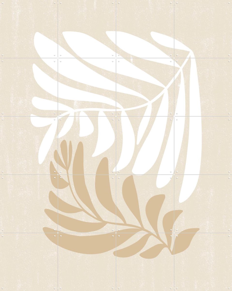 IXXI Modern Fern in Beige and White, Bohomadic Studio - 80 x 100 cm - Gratis ophangtool - Grote wanddecoratie en posters - Illustraties, Abstract,
