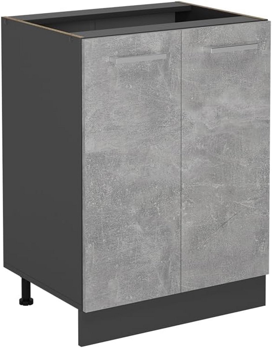 Keukenonderkast - Keukenmodule Kast - Keukenopslag - In hoogte verstelbaar - 60 cm Breed - Betonlook