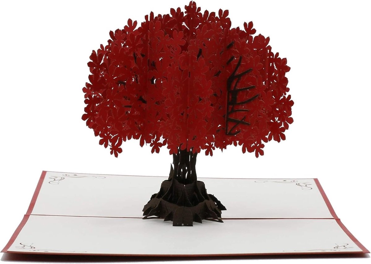 3D Vouwkaart - Wenskaart Cadeaukaart - Feestelijke Groeten - Unieke Verrassing - 14x14cm - Rood