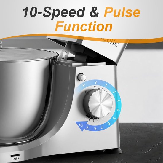 Keukenmachine - Mixer - Bakken en Koken - Krachtige Motor 1300W - 5.5 Liter Kom - Zilver van Merkloos — afbeelding 4
