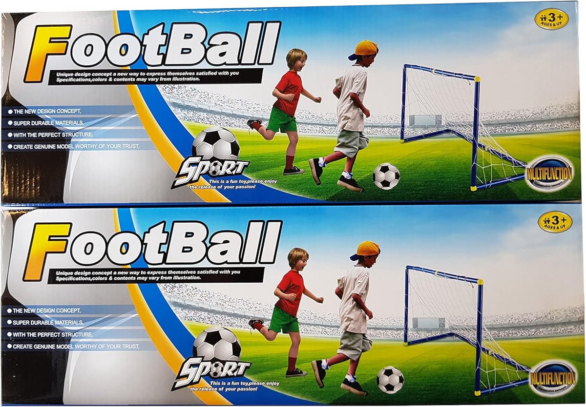 Voetbaldoelen Set - Sport Speelgoed - Buiten Spelen - Inclusief Ballen Pomp - 90x47x42 cm - Blauw