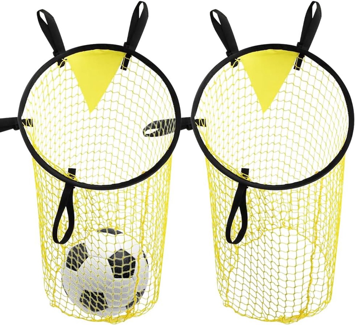 Voetbaldoelen Set - Trainingsdoelen - Balvaardigheid Verbeteren - Verstelbare Riemen - 45 cm Diameter - Geel