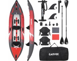 Opblaasbare Kajak 2 Personen - Complete Set incl. Peddels, Pomp & Draagtas - Kano - 204 kg Draagvermogen - 381x95x42 cm