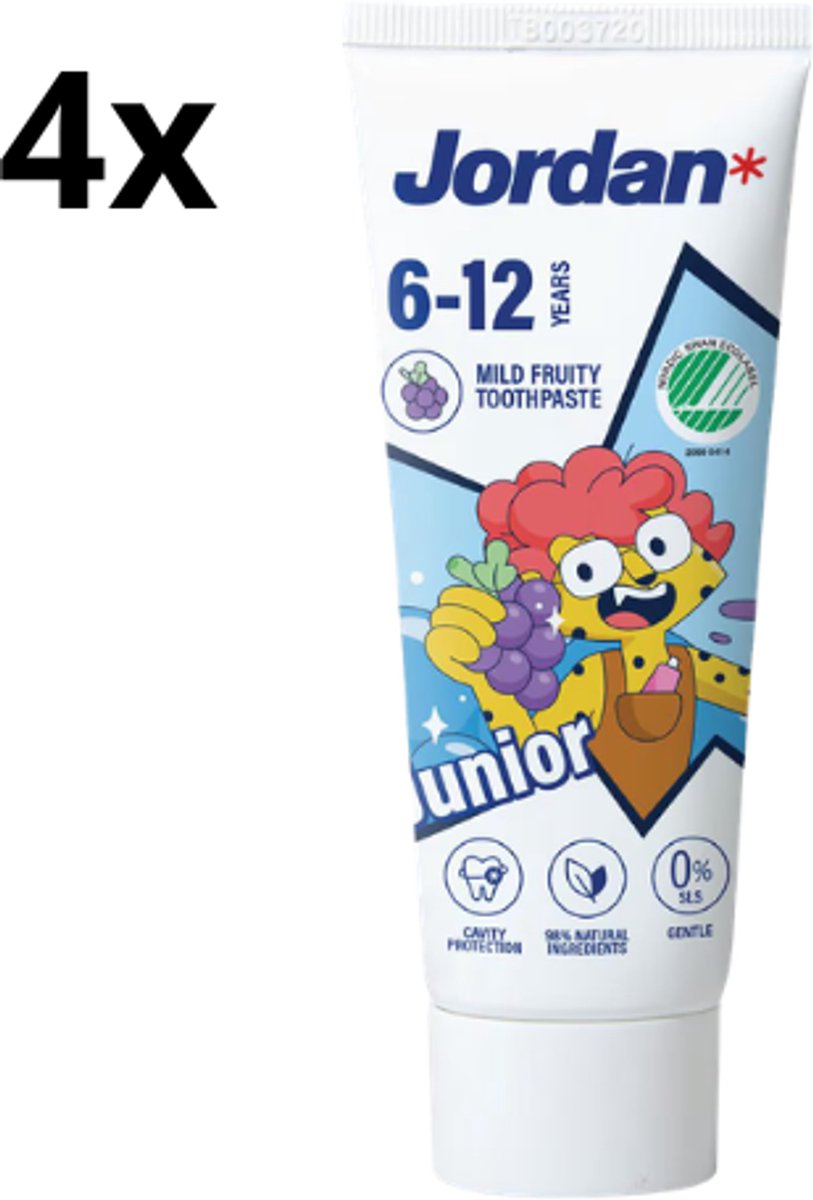 Jordan Tandpasta Junior 6-12 jaar - 4 x 50ml - Voordeelverpakking