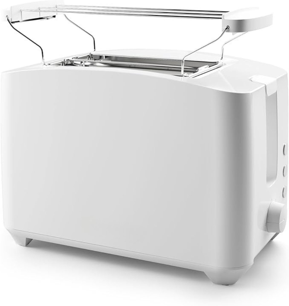 Verte Broodrooster met Tostiklemmen - Broodrooster met 2 Sleuven - Compact - Bruiningsstand - Ontdooi-/Opwarmfunctie - Uitneembare Kruimellade - Ideaal voor Brood - Broodjes en Wafels - 650-750 W - Wit