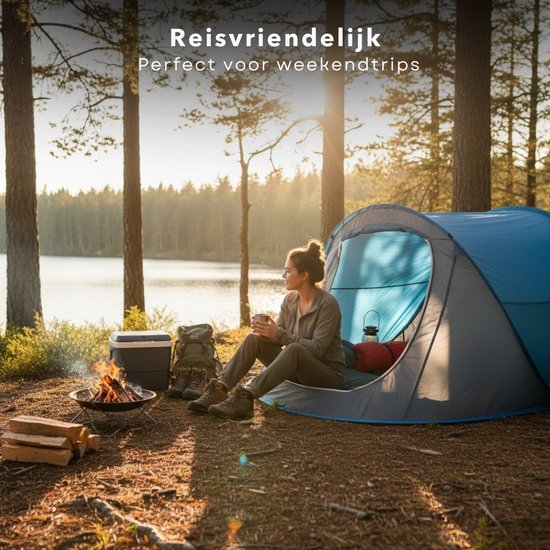 Cheqo® Pop Up Tent - Pop Up Tent 1 Persoons - Festival Tent - Kampeertent - Camping Tent - Lichtgewicht Tent - Blauwe Pop Up Tent van Cheqo — afbeelding 2