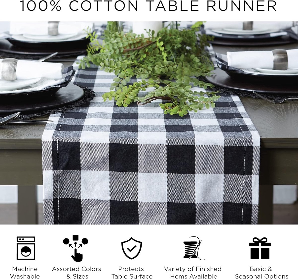 Tafelkleed - Tafeldecoratie - Dineren - 100% Katoen - 35x183 cm - Grijs