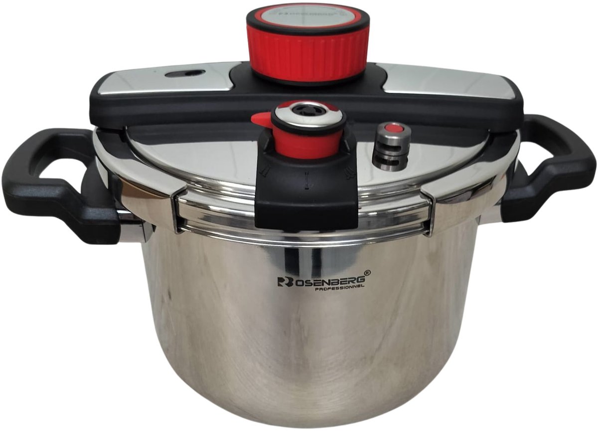 Rosenberg Snelkookpan 6L – Drukpan voor Inductie & Gas – RVS – Veilig Drukventiel – Ø24 cm