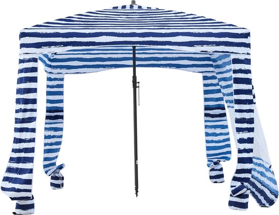 VEVOR Strandcabana, 183x183cm Strandluifel met Zijpaneel, UPF 50+ Zonbescherming, Strandpaviljoen met Zandzakken, Marineblauwe Strepen van Vevor — afbeelding 2
