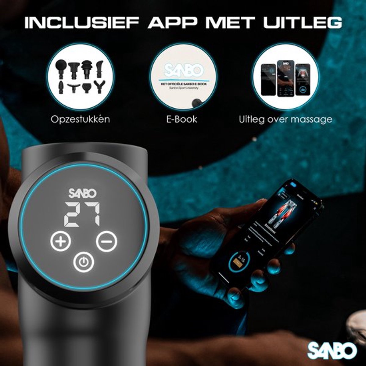 Sanbo Gen 4 Massage Gun met 30 Intensiteitsstanden - afbeelding 2