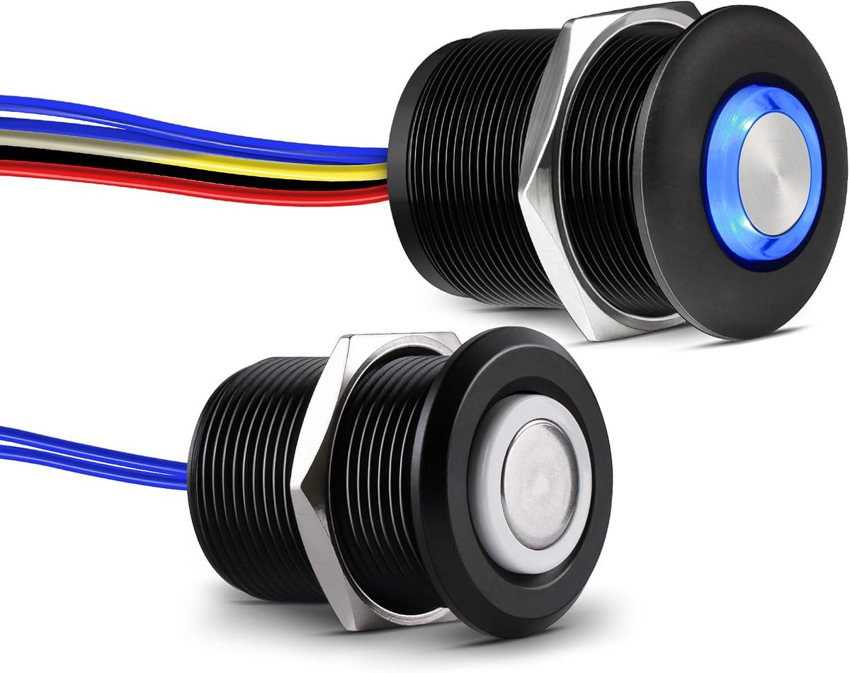 Drie Weg Dimmer - LED Schakelaar - Camper Verlichting - Aluminium Behuizing - 2.5 cm - Zwart