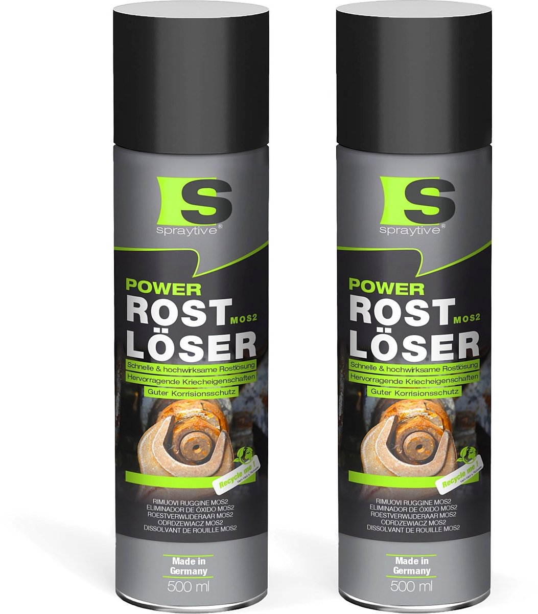 Spraytive 2x 500ml roestoplosser mos2 kruipolie smeermiddel voor bouten en moeren dringt diep door beschermt tegen roest en corrosie