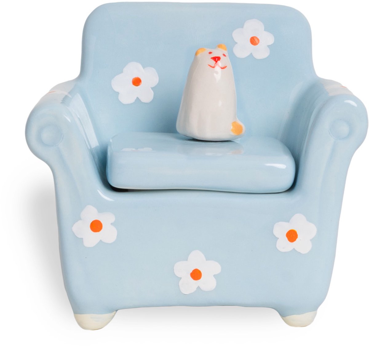 Kat bloemetjes sofa juwelendoosje keramiek - Helio Ferretti