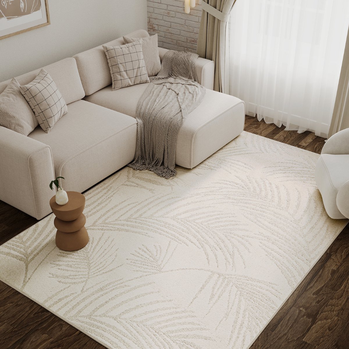 Tapiso Terra Vloerkleed - Palmen Patroon - Botanisch Design met 3D-Effect - Laagpolig Tapi