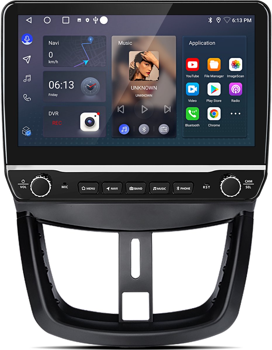 Junsun Android 15 Autoradio Geschikt voor Peugeot 207 CC 2006-2015 , 1GB+32GB, Draadloze CarPlay & Andriod Auto, DAB+, GPS-Navigatie, WIFI, Bluetooth, RDS, FM, SWC, 10.1-inch Touchscreen, DSP, Quad-core processor