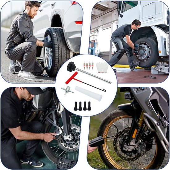 Ventiel Reparatie Set - Banden Tool Kit - Snel Ventielen Vervangen - Zonder Band Demontage - 22 cm Lengte van Merkloos — afbeelding 3