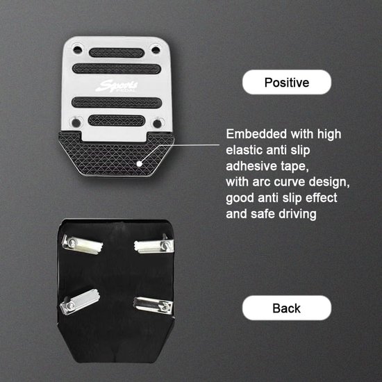 Antislip Pedaal Covers - Sport Pedaal Sets - Handmatige Versnellingsbak - Aluminium Rubber Grip - 3 Delige Set - Zilver van Merkloos — afbeelding 5