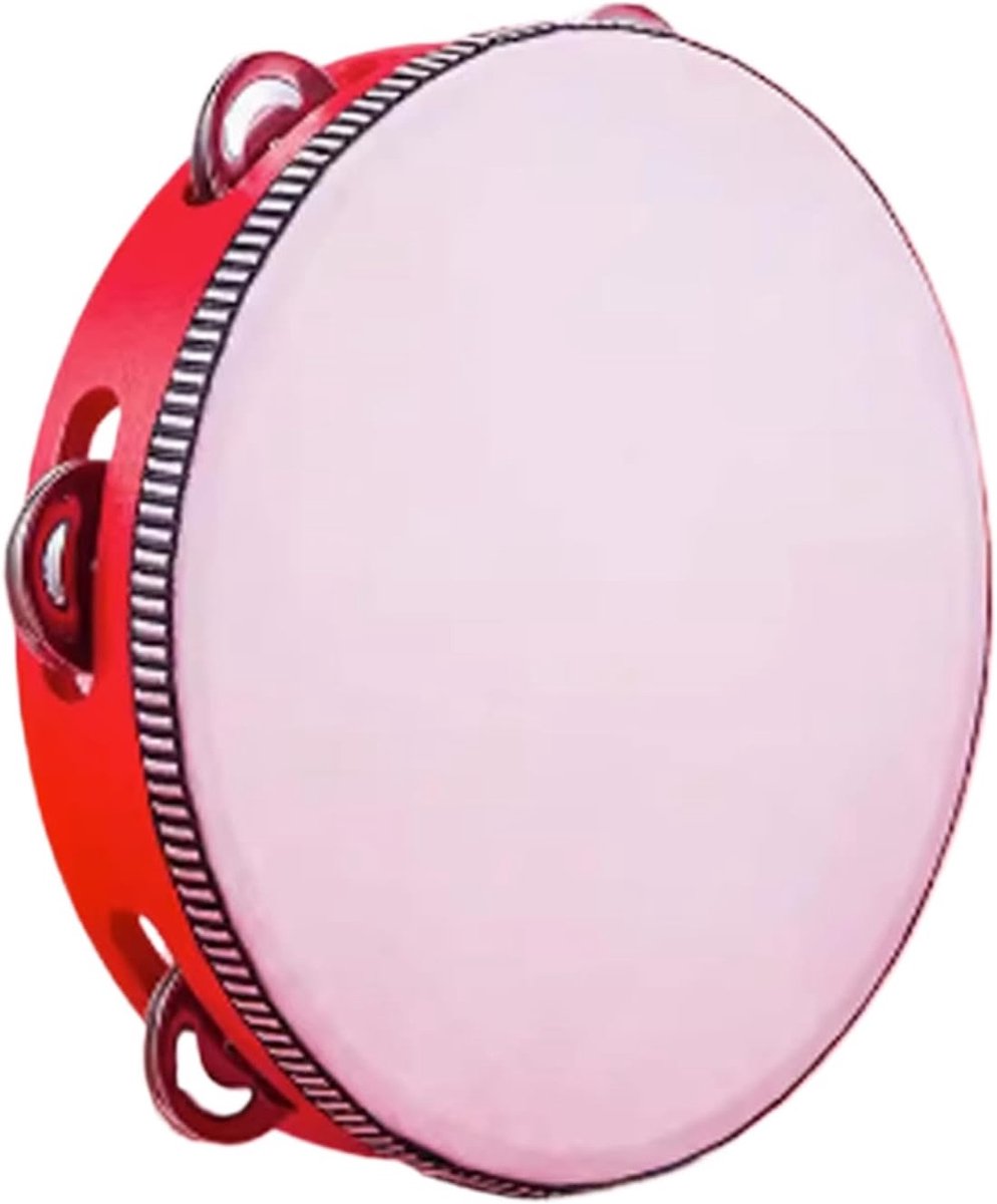 Tamboerijn - Handpercussie Instrument - Muziek Dans - Fijn Vakmanschap - 20 cm - Rood