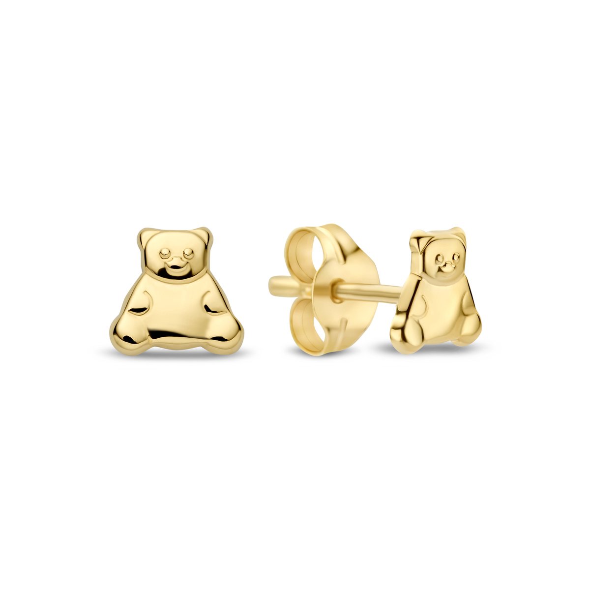 New Bling 9NBG-1055 – Gouden Oorbellen Dames – Oorknopjes Teddybeer – 14K Goud – 4,6 mm – Cadeau voor Vrouwen