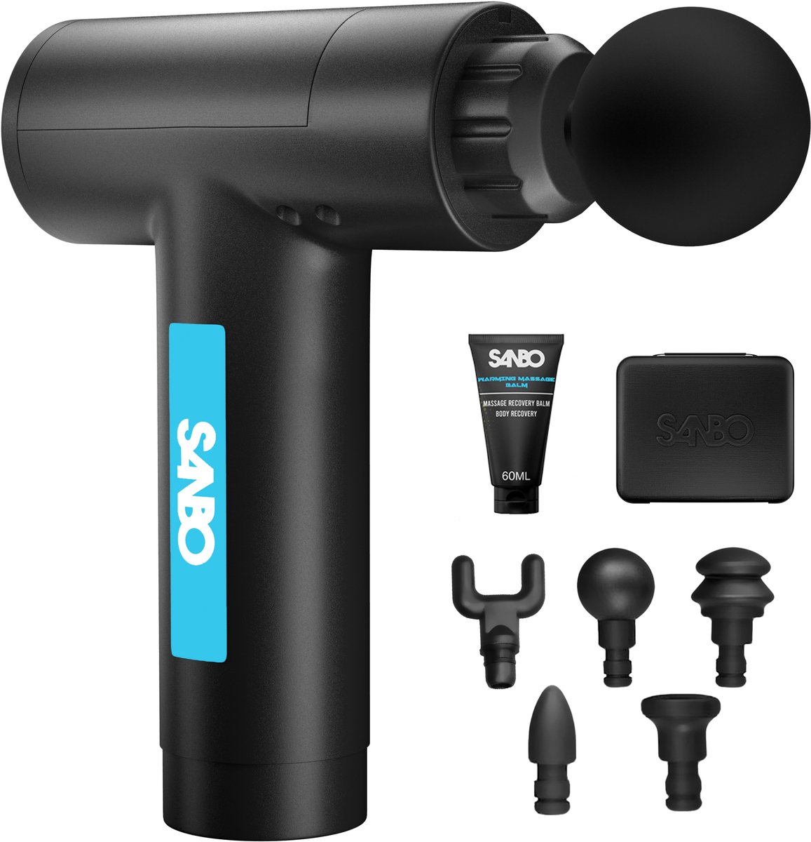 Sanbo Professioneel Massage Gun met 5 Opzetstukken en Koffer - Sanbo Group - €39,99