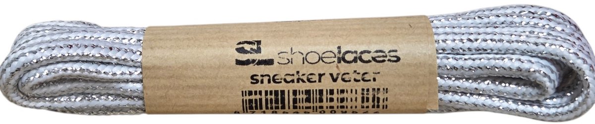 SL Bicolore Veters Voor Floris van Bommel Wit Zilver Metallic Uniseks - Wit Zilver - 100cm