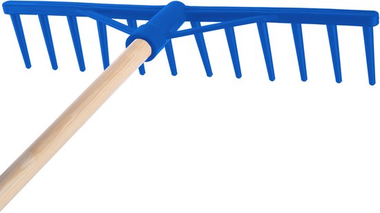 KADAX hark, hooikhark met lange steel van hout, brede hark voor tuin, bloembed, gazon, comfortabele hark, gazonhark, bladhark, tuingereedschap, tuingereedschap (kunststof) van Merkloos	 — afbeelding 3