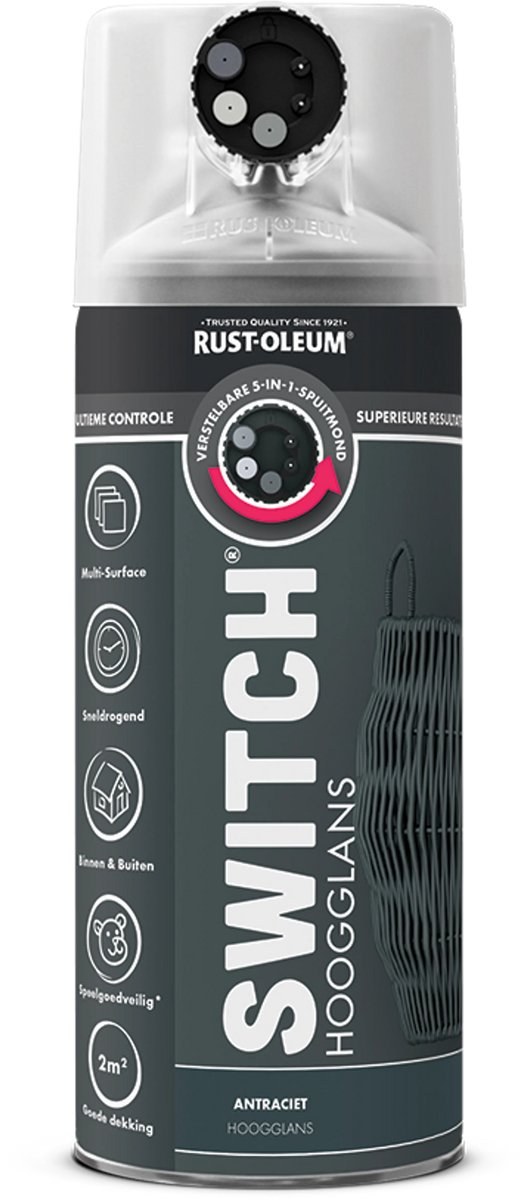 Rust-Oleum Switch Spuitbus Verf Hoogglans 400ml - Antraciet
