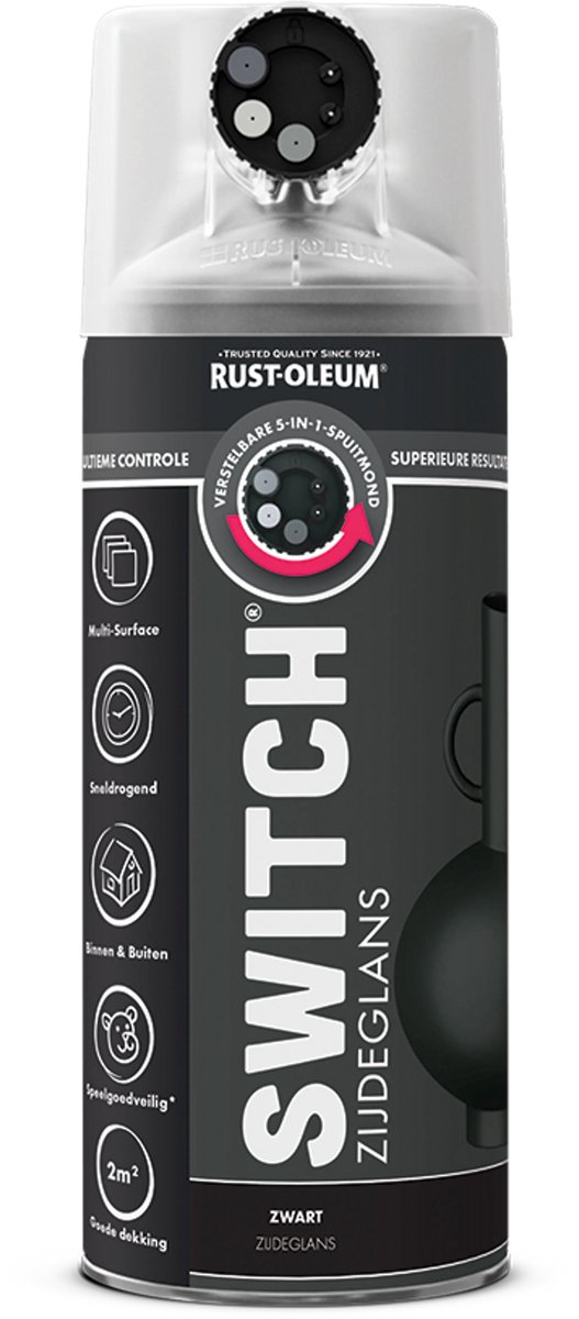 Rust-Oleum Switch Spuitbus Verf Zijdeglans 400ml - Zwart