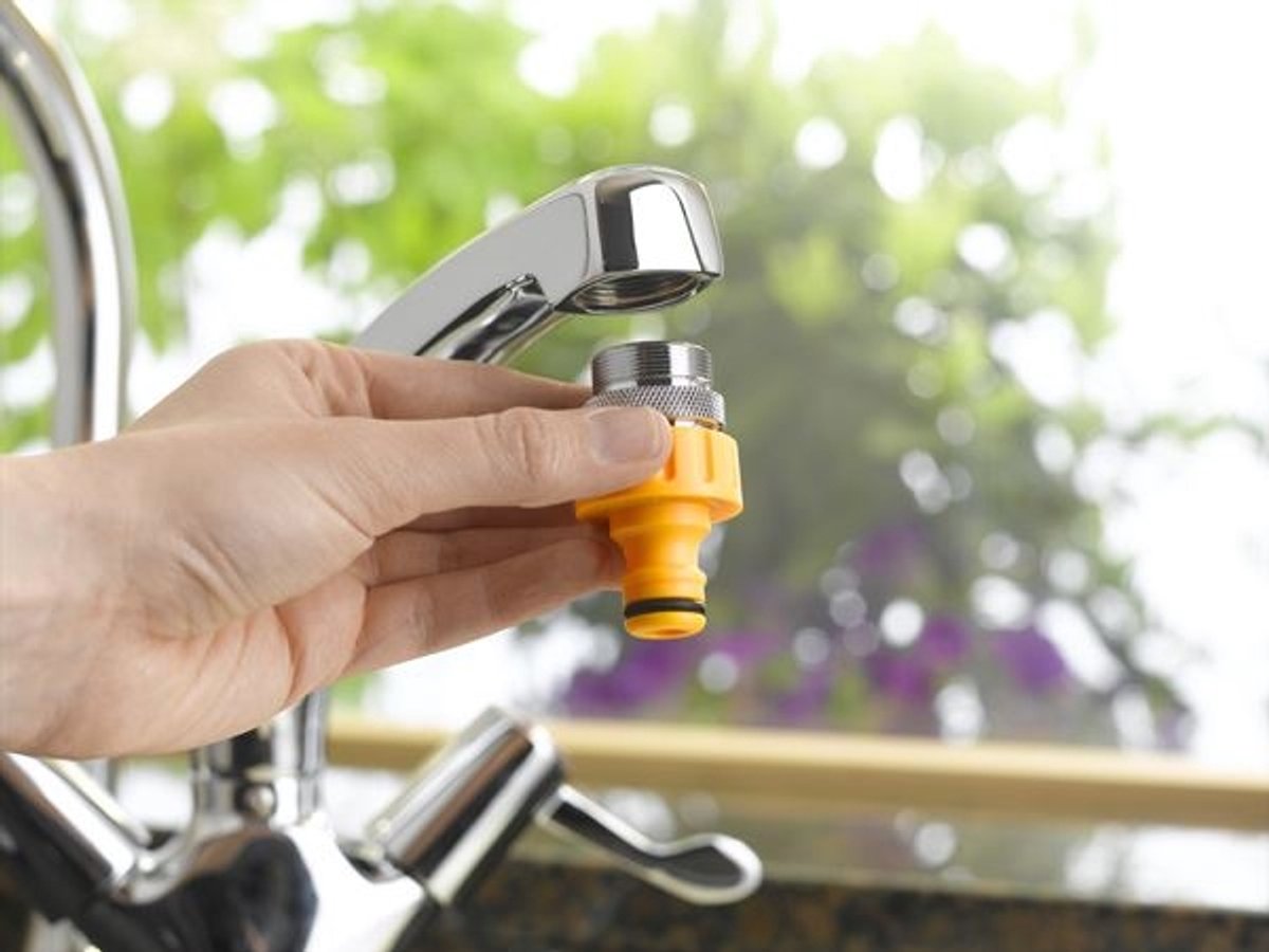Hozelock Tuinslangkoppeling ¾ met verloopring naar 24 mm buitendraad voor mengkranen – foto 3