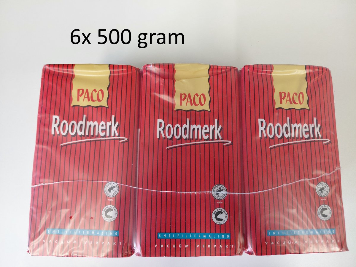 Paco - koffie snelfiltermaling filterkoffie - rood - 6x 500 gram