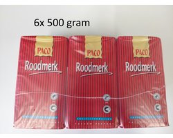 Paco - koffie snelfiltermaling filterkoffie - rood - 6x 500 gram