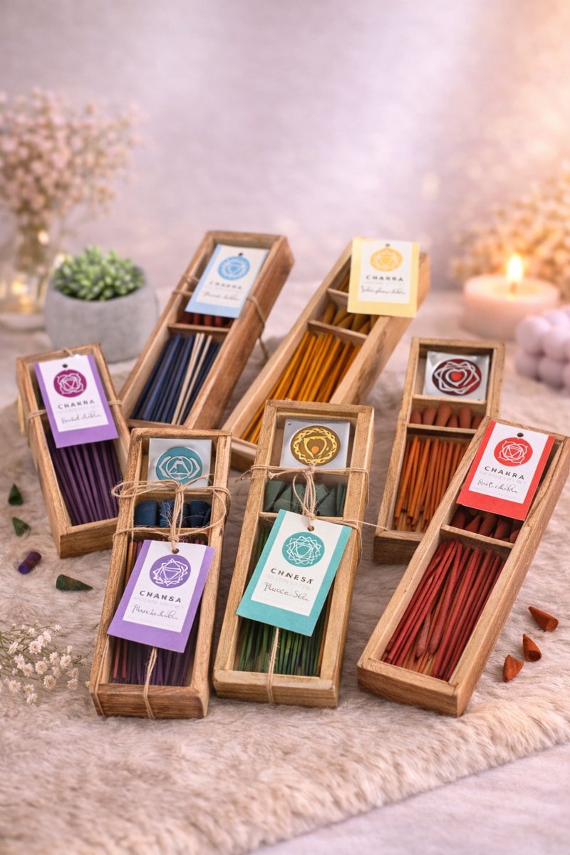 Chakra Wooden Incense Giftset | Viva Femme | Wierook | Cadeauset | Spiritueel | Sacral Chakra | Sinaasappelgeur