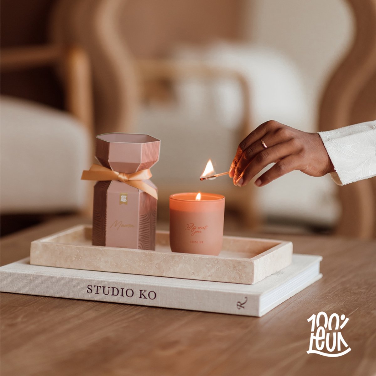 100%LEUK - Geurkaars in cadeauverpakking - Mama — cadeau in Wonen & Interieur - foto 5