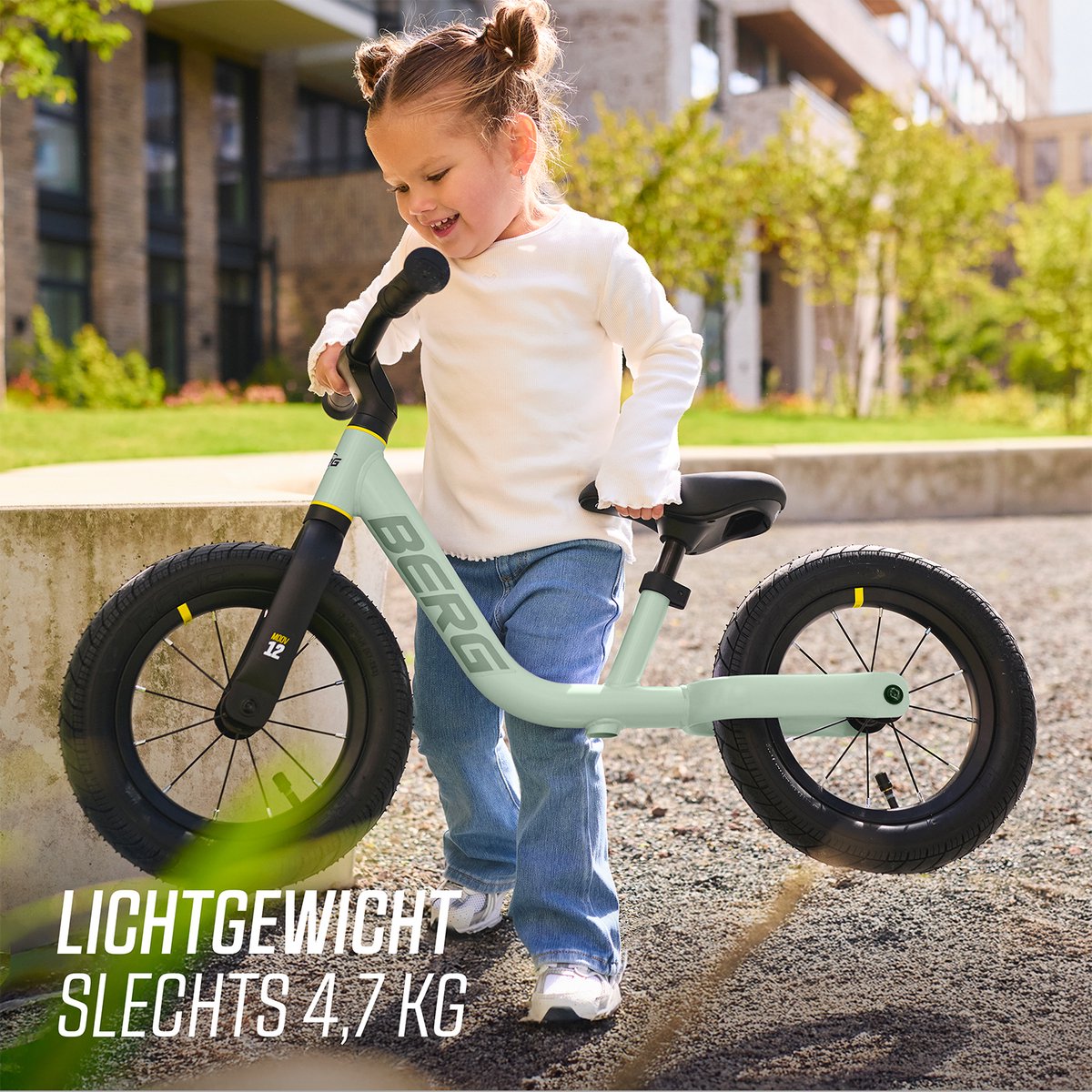BERG MOOV12 Loopfiets - 2,5+ jaar - 12 inch - Lichtgewicht - Comfortabele luchtbanden - Verstelbaar Stuur en Zadel - Sage Green — afbeelding 2