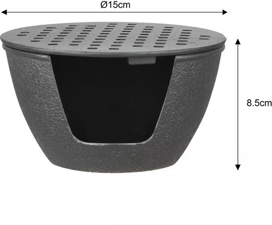 KINGHOFF - Theepot Warmer - Gietijzeren Theelicht Warmer voor Theepot en Koffiekan - Warmhoudplaatje - Ketel Accessoire - 15 x 15 x 8.5 cm - Gietijzer — afbeelding 5