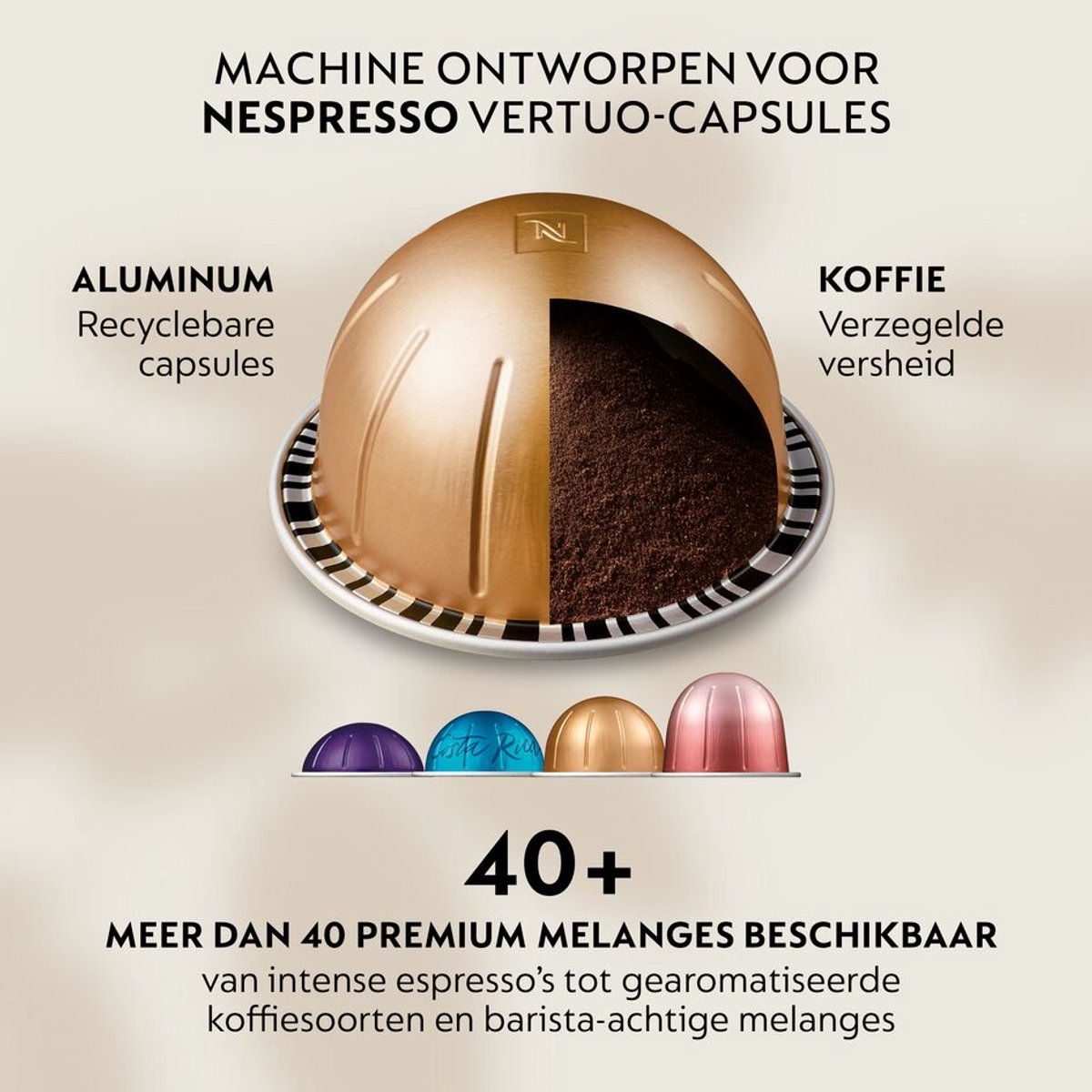 Nespresso Vertuo UP - Snelle capsulekoffiemachine zwart thumbnail 5