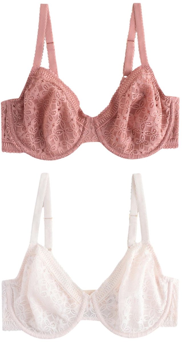 Next Dames - Set van 2 DD+ minimizer beha's zonder vulling met volledige cups - Crème Rose/White