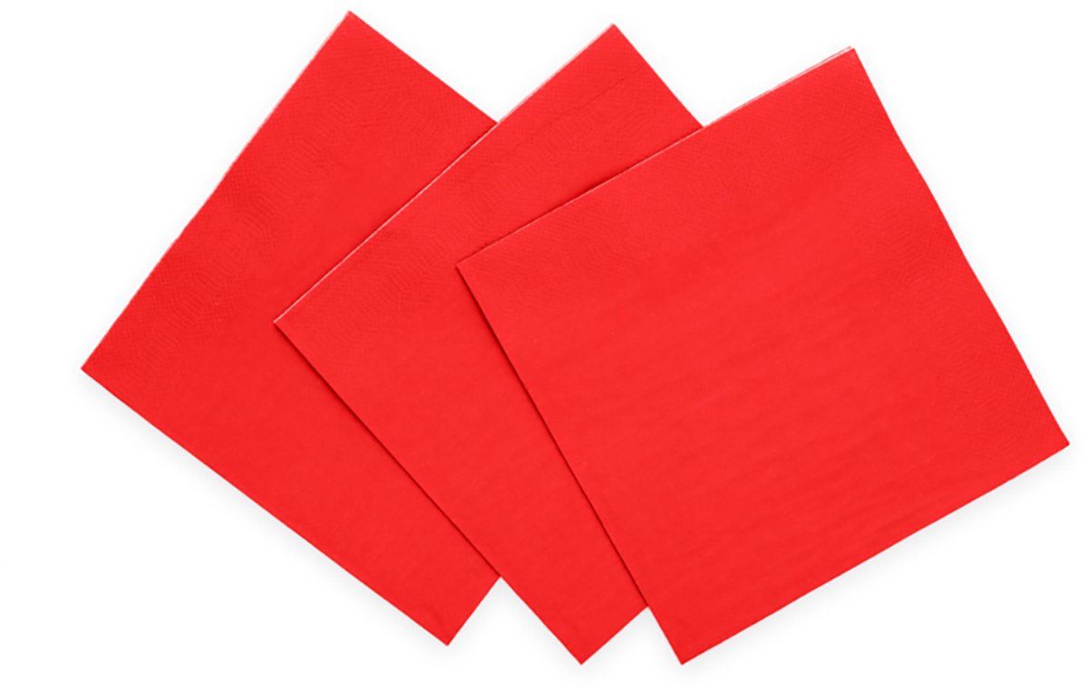 20x Servetten Rood 3-Laags 33 x 33cm – Feestelijke Papieren Servetten – Sterk & Zacht