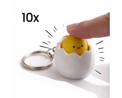Skushy - 10x Kuiken Sleutelhanger - Paasei sleutelhanger - Pasen Decoratie - Pasen Cadeau - Pasen Sleutelhanger