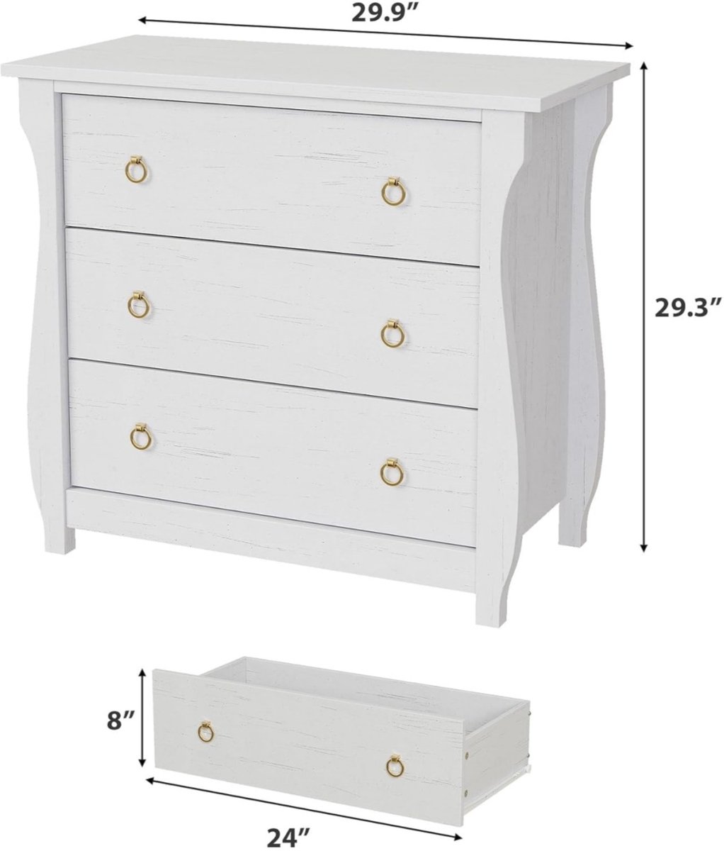 Ladekast - Staande ladekast met 3 laden - Houten ladekast - Ladekast in moderne stijl - voor de woonkamer, hal of gang - 76 × 75 × 40 cm - Wit