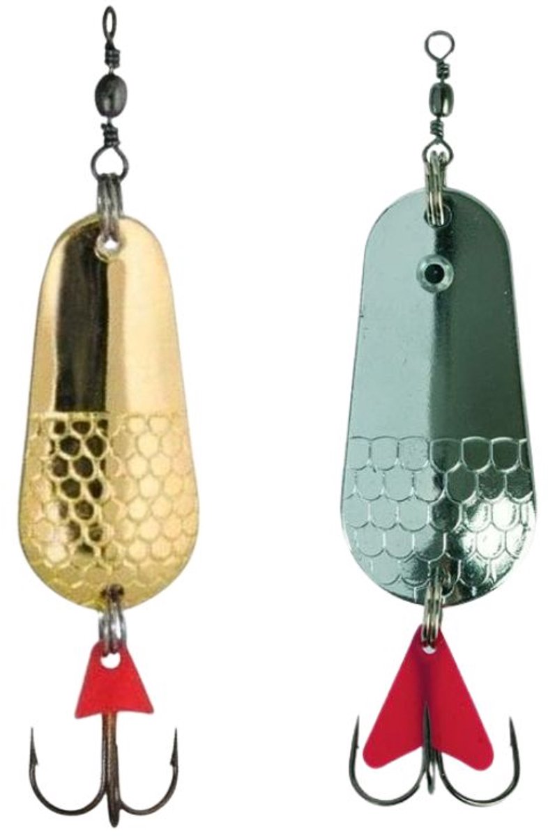 FC's Kunstaas Lepel 'DUO' - 2 stuks - 12g - 8cm - Goud & Zilver - Blinker voor Roofvis & Zeevis