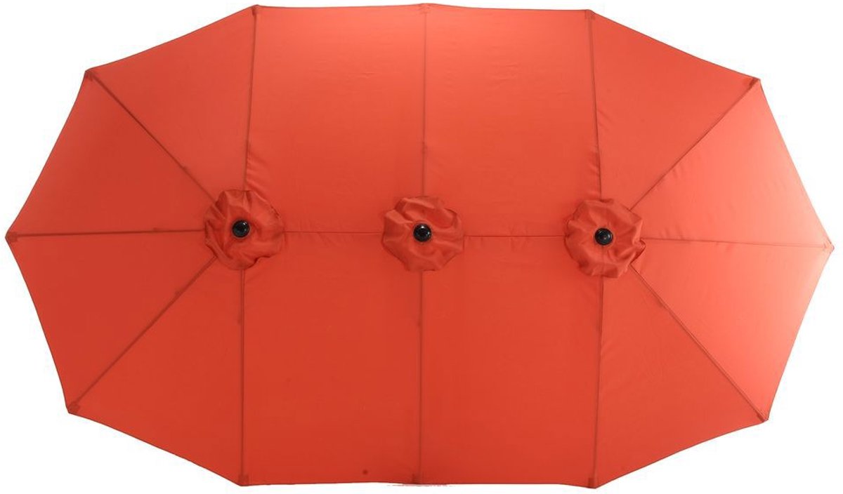 BLACKCOLORS Rechthoekige dubbelzijdige parasol voor buiten, 14,8 voet, met slinger (oranje) (zonder voet)