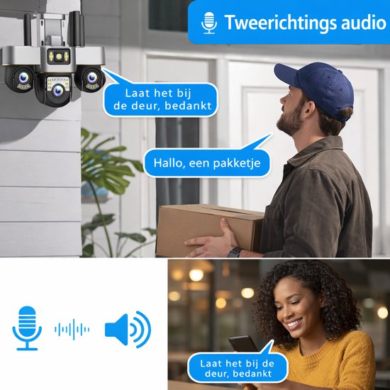 Narvie Wifi Beveiligingscamera Buiten - 6MP - 3 Lens PTZ Camera - 360° Zicht - Nachtzicht - IP66 - Live Meekijken via App van Merkloos — afbeelding 5